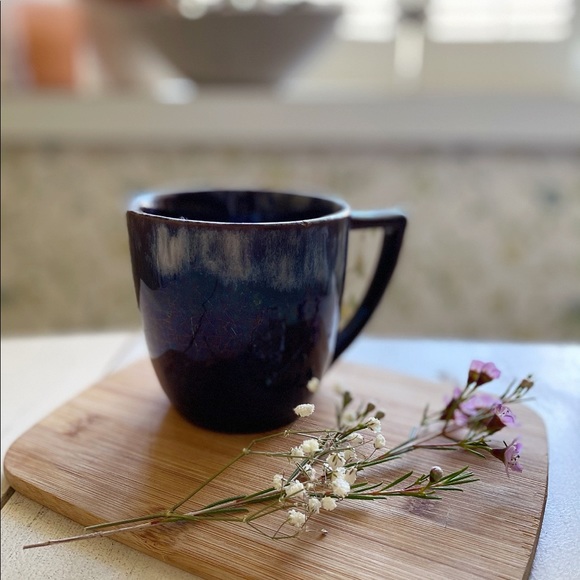 Espresso-colored vintage glazed stoneware mug